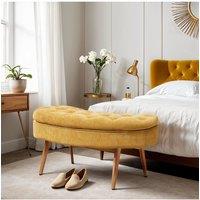 Chenille Upholstered Button Tufted Storage Ottoman Bench