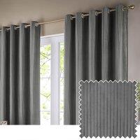 Paoletti Corinthian Velvet Room Darkening Eyelet Curtain Pair in Grey | Size: 168 cm width x 137 cm drop
