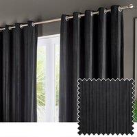 Paoletti Corinthian Velvet Room Darkening Eyelet Curtain Pair in Black | Size: 229 cm width x 183 cm drop