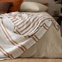 Yard Woven Stripe 100% Cotton Bedspread in Light Brown