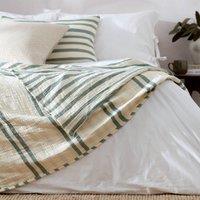 Yard Woven Stripe 100% Cotton Bedspread in Light Green
