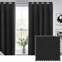 Furn Dawn Blackout Eyelet Curtain Pair in Black | Size: 168 cm width x 229 cm drop