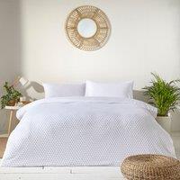 The Linen Yard Polka Tufted 100% Cotton Duvet Cover Set in White | Size: Single
