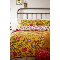 Furn Pomelo Tropical Floral Reversible Duvet Cover Set in Yellow | Size: Super King