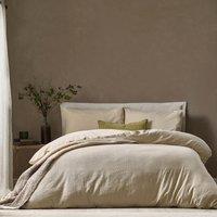 Yard Malton Stripe 100% Cotton Duvet Cover Set in Natural | Size: Double