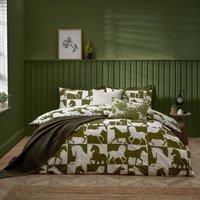 Furn Herve Reversible Duvet Set in Olive | Size: Super King