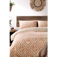 Furn Tanza Global Geometric Reversible Duvet Cover Set in Pale Orange | Size: Super King