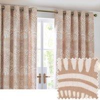 HOEM Nola Abstract Geometric Room Darkening Eyelet Curtains in Beige | Size: 168 cm width x 137 cm drop