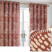 HOEM Nola Abstract Geometric Room Darkening Eyelet Curtains in Dark Red | Size: 117 cm width x 183 cm drop