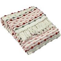 Furn Dhadit Woven Tufted Striped Throw in Light Pink