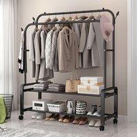 2-Rod Clothes Rack Garment Holder with Wheels
