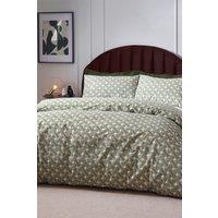 HOEM Alexah Abstract Geometric Cotton Rich Duvet Cover Set in Olive | Size: Super King