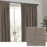Yard Heavy Chenille Velvet Room Darkening Pencil Pleat Curtain Pair in Taupe | Size: 168 cm width x 183 cm drop