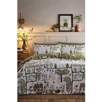Furn Frida Abstract Floral Reversible Duvet Cover Set in Green | Size: Super King