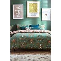 Furn Luna Wood Enchanting Floral Duvet Cover Set in Green | Size: King