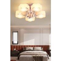5-Light Floral Crystal LED Ceiling Light Fixture with Remote