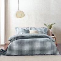 Yard Barton Gingham Check Reversible Duvet Cover Set in Navy | Size: Super King
