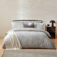 Yard Barton Gingham Check Reversible Duvet Cover Set in Grey | Size: Double