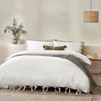 Yard Mallow Bow Tie 100% Cotton Duvet Cover Set in White | Size: Single