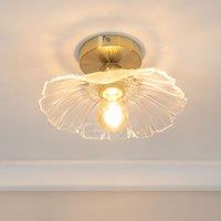 ValueLights Cassia Clear Glass Flower Detail Gold Flush Ceiling Light