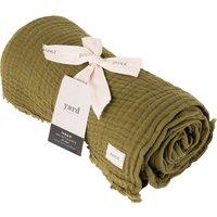 Yard Lark 100% Cotton Muslin Frayed Edge Throw in Dark Green | Size: 130 cm x 180 cm