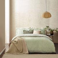 Yard Hebden Striped 100% Cotton Duvet Cover Set in Green | Size: Double