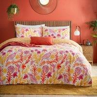 Furn Alentejo Floral Bird Duvet Cover Set in Orange | Size: King