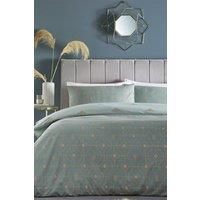 Furn Bee Deco Geometric Reversible Duvet Cover Set in Light Green | Size: King
