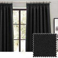 Furn Dawn Blackout Pencil Pleat Curtain Pair in Black | Size: 168 cm width x 137 cm drop