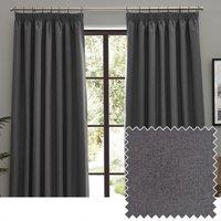 Furn Dawn Blackout Pencil Pleat Curtain Pair in Charcoal | Size: 117 cm width x 183 cm drop