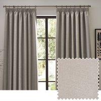 Furn Dawn Blackout Pencil Pleat Curtain Pair in Beige | Size: 117 cm width x 183 cm drop