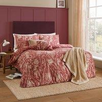 Wylder Albus Barn Owl Floral Duvet Cover Set in Red | Size: Super King