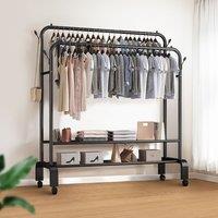 2-Rod Clothes Rack Garment Holder with Wheels
