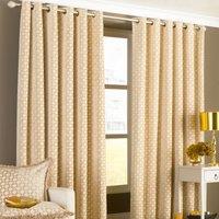 Paoletti Belmont Geometric Jacquard Eyelet Curtains in Beige | Size: 168 cm width x 183 cm drop