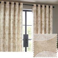HOEM Brinn Abstract Geometric Room Darkening Eyelet Curtains in Natural | Size: 168 cm width x 137 cm drop
