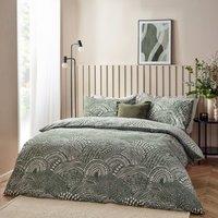 HOEM Nola Abstract Duvet Cover Set in Olive | Size: Super King