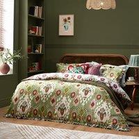 Paoletti Dawson Ikat Reversible Duvet Set in Green | Size: King