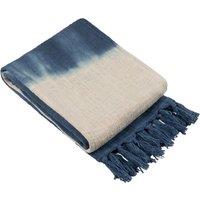 Furn Mizu Enzyme Washed Slub Dip-Dye Tasselled Throw in Navy | Size: 130 cm x 170 cm