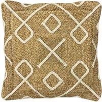 Furn Roolu Contrast Braided Jute Cushion in Natural | Size: 45 cm x 45 cm