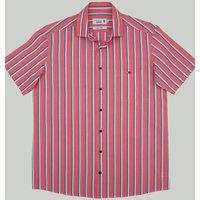 Double TWO Men's Red Stripe Short Sleeve Cotton Shirt | Size: 4XL