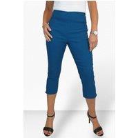 Paulo Due Women's Slim Leg Elastic Waist Cropped Trousers in Teal | Size: 16