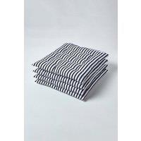 Homescapes Set of 4 Black & White Stripe Seat Pad with Straps 40 x 40 cm | Size: 40 cm x 40 cm
