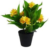 Leaf 18cm Artificial Freesia Plant Yellow Flowering
