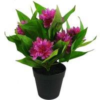 Leaf 18cm Artificial Freesia Plant Dark Pink Flowering