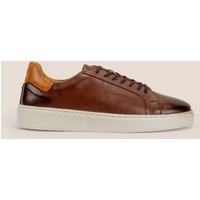 Oswin Hyde Men's Harris Leather Derby Sneaker Trainer in Dark Brown | Size: 11