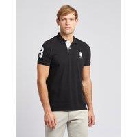 U.S. POLO ASSN. Men's Player 3 Pique Polo Shirt in Black | Size: Large