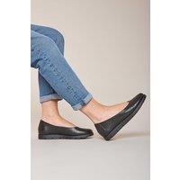 Moshulu Women's 'Jin' Leather Flat Slip On Shoes in Black | Size: 6.5