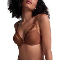 Aubade Women's Sheer Emotion Triangle Plunge Bra in Brown | Size: 38E