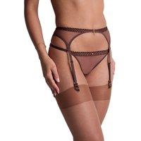 Aubade Women's Sheer Emotion Suspender Belt in Brown | Size: 8
