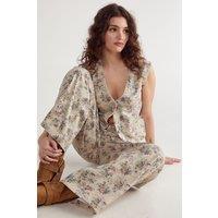 NastyGal Women's Floral Printed Denim Waistcoat | Size: 8